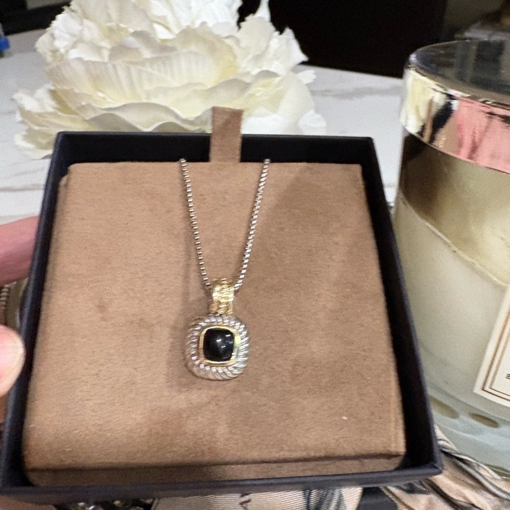 David Yurman Black Onyx Pendant in Sterling Silver and Gold